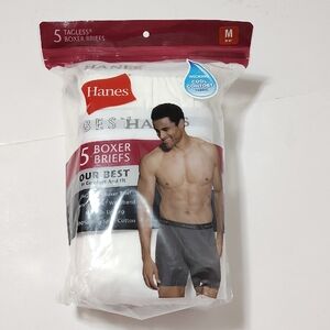 Hanes Tagless White Men’s Boxer Briefs - Pack of 5 - Size 32-34